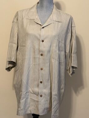 Tommy Bahama Light Cream/Beige Short-Sleeve Button-Up Shirt